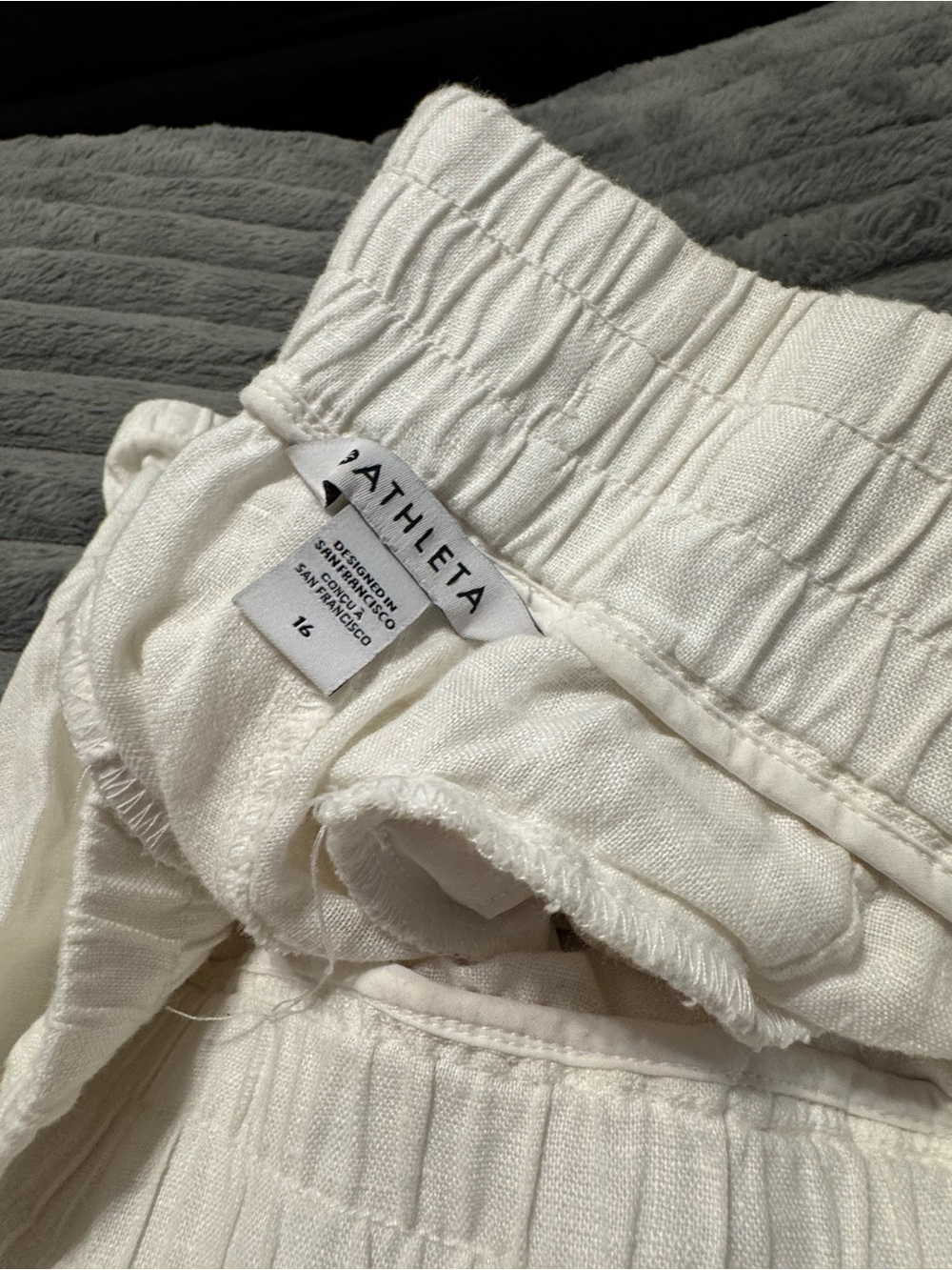 Athleta Off-White Elastic-Waist Pull-On Trousers